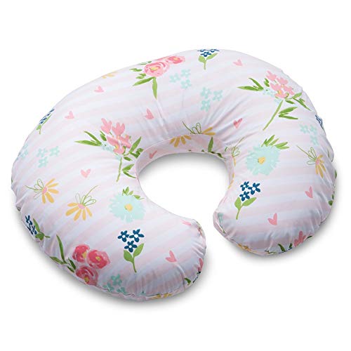Image of Boppy Original Nursing Pillow, Pink Floral Stripe, Ergonomic Nursing Essentials for Bottle and Breastfeeding, Firm Fiber Fill, with Removable Pillow Cover, Machine Washable