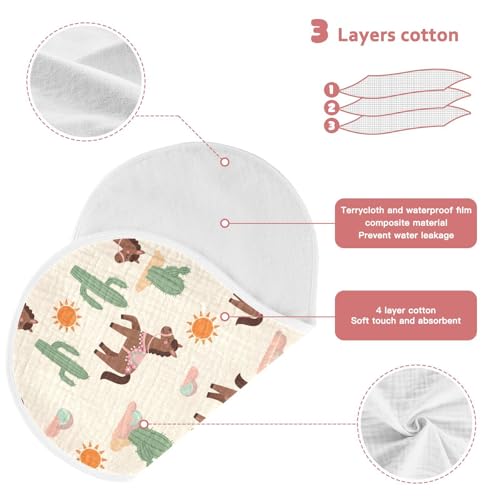 J JOYSAY Western Cactus Horse Beige Baby Burp Cloths for Boys Girls Large 22''x11'' Cotton 4 Layer Spit Up Burp Rags for Baby Sensitive Skin one sizex23