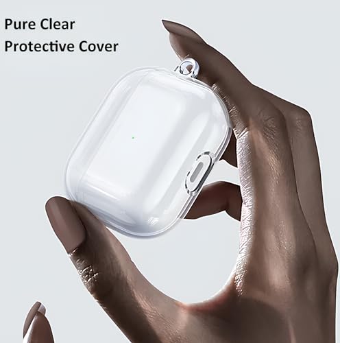Image of skysia Transparent Case for Airpods Pro 2 - Clear Soft Silicone Protective Cover with Keychain, Shockproof, Anti-Yellowing, LED Visible, Wireless Charging Support (Pack of 1)