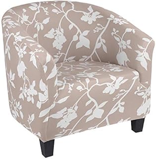 Souarts Tub Chair Covers Stretch Slipcover for Armchairs Elastic Printed Bucket Seat Cover Sofa Protector Washable Removable Furniture Protector for Bar