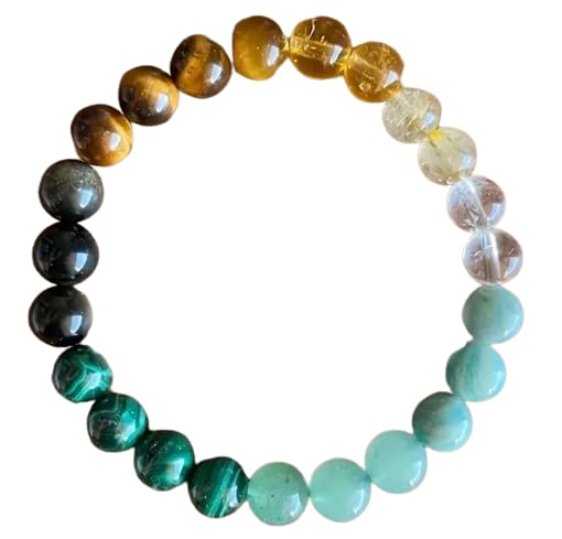 MISBAHLucky Bracelet, Abundance And Prosperity,Faux Green Aventurine, Malachite, Citrine, Tiger Eye, Rutile (Anniversary Party Supplies, Birthday Party Favors, Summer Vacation Party)