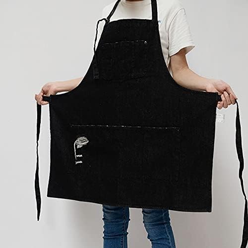 Tablier en Jean pour café, Barista, Barman, pâtissier, Uniforme de Restaurant, Bistro, hôtel, Personnel de Service, Fleuriste (Bleu Clair)