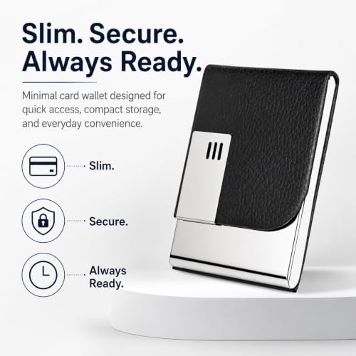 Image of Mini2buy Customized Name Engraved Card Holder Wallet Credit, Debit, ATM, and Business Visiting Card Premium Stainless Steel, Ideal for Giftting (Black-Customized)