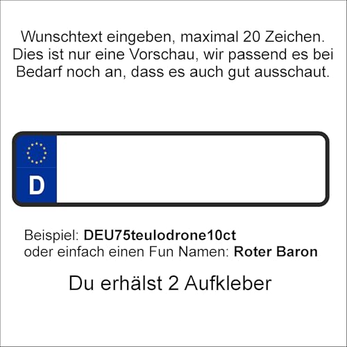 Wunsch Kennzeichen Nummernschild Aufkleber Plakette für Drohnen Modellbau 35x8,5mm personalisiert mit Deinem Wunschnamen individuell gestalten (2 Stück) – Bild 4