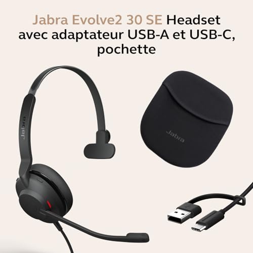 Micro Casque JABRA Evolve2 30 SE Filaire Mono Suppression du Bruit USB AUSB C - vue 10