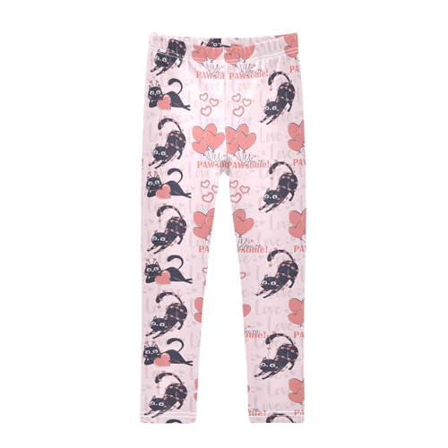 Girls Leggings Black Funny Cat for Valentine's Day Toddler Girls Clothes Leggings for Girls Toddler Girls Leggings 3-4T