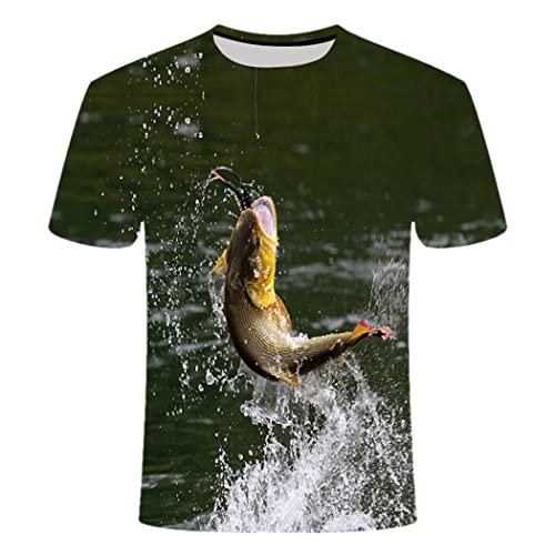T-shirt de canne à pêche 3D respirant avec imprimé poisson amusant haute définition