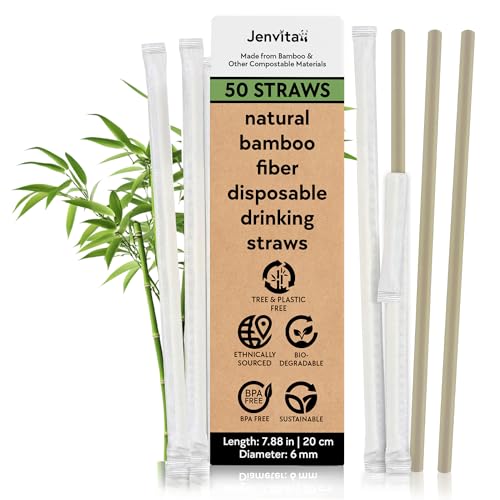 Bamboo Powder Biodegradable Straws (50-Pack)