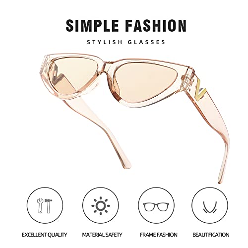 Fashion Cat Eye Sunglasses for Women 90s Retro Trendy Y2K Aesthetic Vintage Small Black Shades 2 Pack4