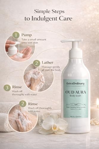 Image of EXTRAORDINARY Oud Aura Body Wash 300Ml | Refreshing Body Cleanser for Daily Use | Suitable for Soft & Fresh Skin