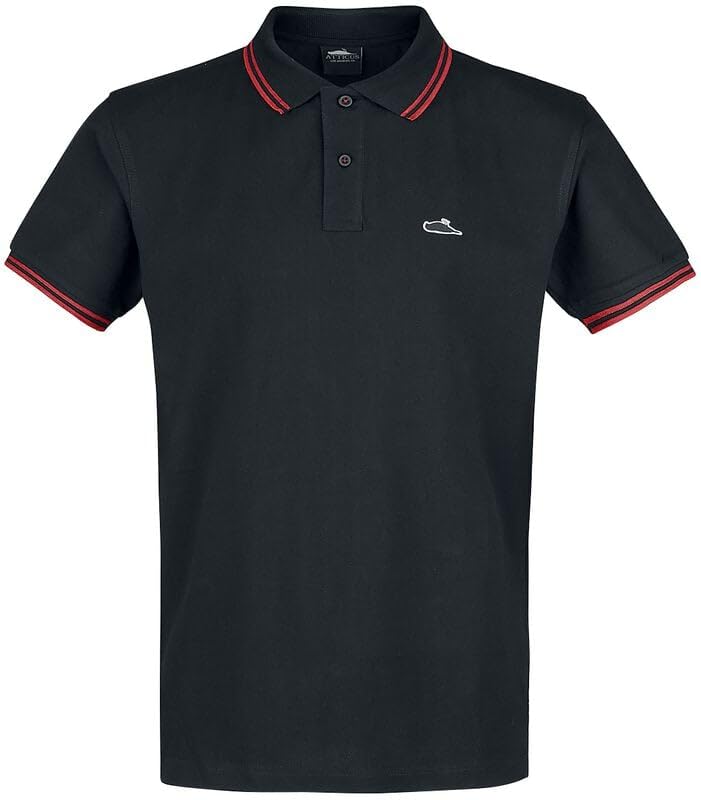 Atticus Classic Tipped Hombre Polo Negro 100% algodón Regular
