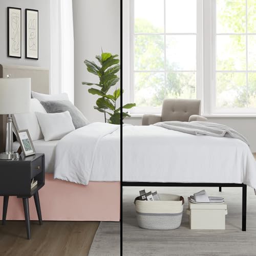 Image of Nestl Peach Beige Twin XL Bed Skirt - Twin XL Size Bed Skirt 14 Inch Drop - Brushed Microfiber Bed Skirts - Hotel Quality Pleated Bed Skirt - Shrinkage & Fade Resistant