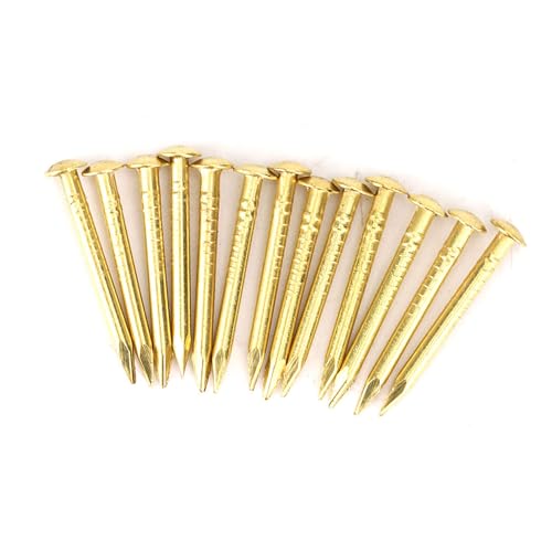 Clavos de cabeza redonda de latón, 100 piezas, para bisagras de muebles, accesorios para reparación e instalación en proyectos de carpintería, 15mm miniatura 3