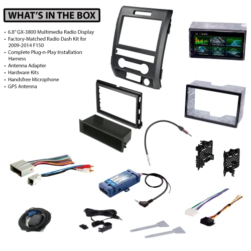 6.8" Double Din Car Stereo Kit For Ford F-150 (2009-2014) Apple Carplay, Android Auto, Can Buss Interface With Steering Wheel Control Retention, Bluetooth, Dash Kit, Backup Camera #TOP4