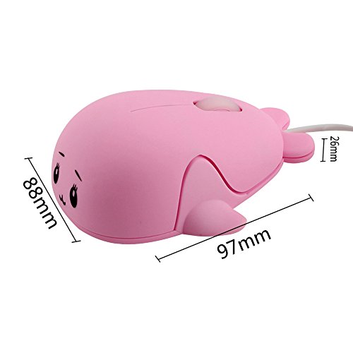 Ratón óptico ergonómico de 1600 DPI con forma de delfín rosa 6