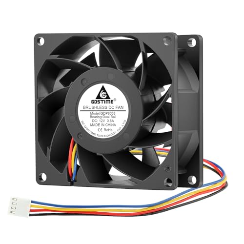 GDSTIME 80mm PWM Fan 12V 80mm x 38mm Fan 4 Pin 5500 RPM High Pressure 4 Wire Dual Ball Bearing 8CM Case Cooler For Heat sink Mine Workstation PSU GPU Server CPU Chassis Cabinet