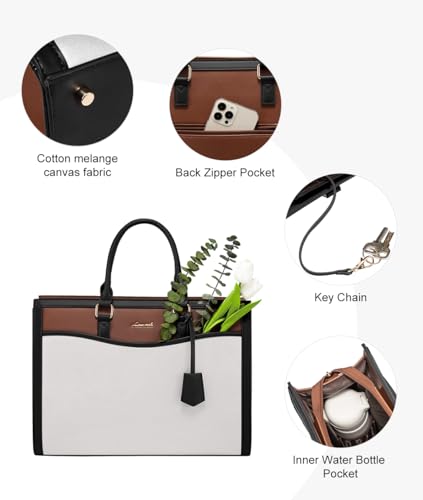 Image of LOVEVOOK Laptop Tote Bag for Women, Office Work Bag Briefcase fit for Laptop, Large Capacity Teacher Bag Handbag
