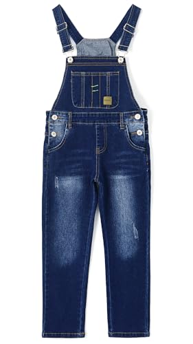 KIDSCOOL SPACE Baby Little Girls Denim Overalls,Toddler Big Boys Adjustable Jeans Workwear