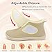 LeIsfIt Slipper Boots for Women Wide Warm House Shoes Non-slip Diabetic Winter Shoes Adjustable Bootie Slippers for Indoor & Outdoor, Beige Size 10