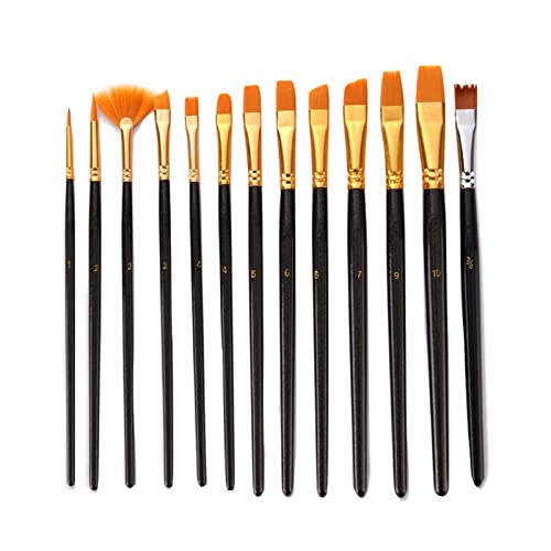 Künstlerpinsel Set 13 Stück Kleine Künstlerpinsel Pinsel Flache Pinsel Acrylpinsel Pinselset Malen Fächerpinsel Set Nylon Haar Künstler Malerei Pinselset für Anfänger, Künstler,gemälde Liebhaber Cover