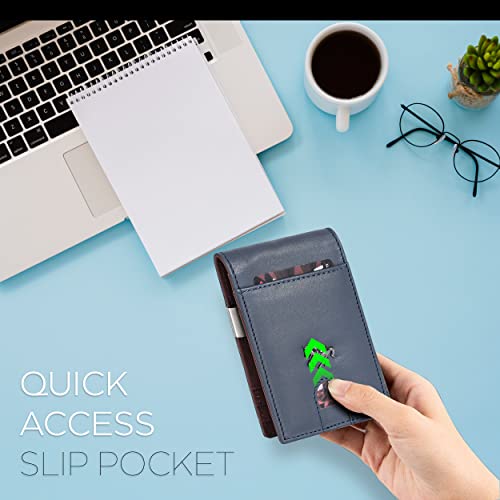 Estalon Real Leather Bifold Wallet For Men-Rfid Slim Bi Fold Wallets Front Pocket Minimalist Billfold Credit 9 Card Holder Id Window #TOP6