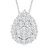 Pompeii 2Ct TW Real Diamond Tear Drop Pendant 10k White Gold 18' Women's Necklace