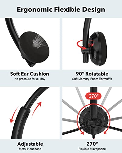 Nubwo Hw03 Usb Headset With Noise Canceling Microphone For Pc, In-Line Controls, Lightweight Wired Headset For Pc, Mac, Laptop On Home, Office, Classroom, Chat, Online Class, Meeting #TOP2