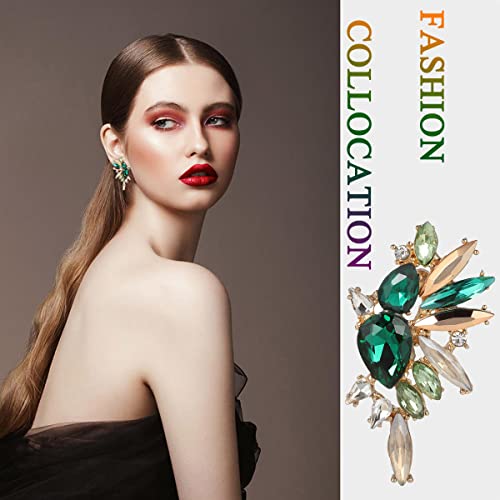 Vintage Rhinestone Statement Earrings Retro Big Cluster Crystal Drop Dangle Earrings for Women4