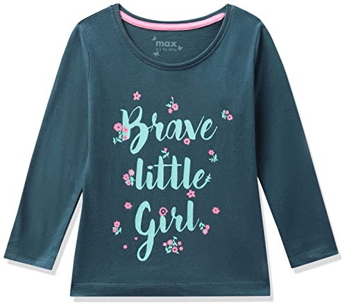 Image of Max Girls Typographic Print Round Neck T-Shirt