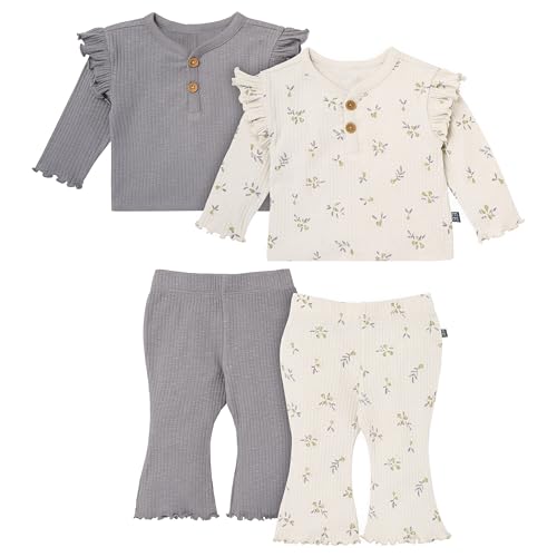 Modern Moments by Gerber baby-girls 4-pack Henley Top and Pants Set