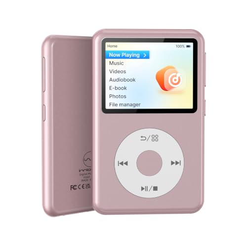 Innioasis 64GB Mp3 Player with Bluetooth Lossless DSD DAC FLAC Support Y2 Classic Dedicated Music Player with Playlists Nostalgia Design Supports up to 2TB Pink