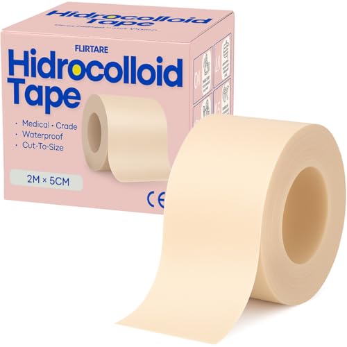 Pansement Hydrocolloïde – Rouleau 5cm×2m – Patch Anti-Acné & Pansement Cicatrisant Imperméable pour Ampoules, Boutons, Coupures – Transparent & Sans...