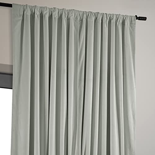 HPD Half Price Drapes Signature Velvet Thermal Blackout Curtains for Living Room 84 Inch Long (1 Panel) Rod Pocket Insulated Blackout Curtains for Bedroom Window Curtains, 100W x 84L, Reflection Grey