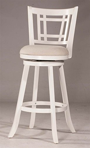 Hillsdale-Fairfox-Swivel-Stool-with-Rectangular-Lattice-Back-Counter-Height-White Hillsdale Fairfox Swivel Stool with Rectangular Lattice Back Counter Height White