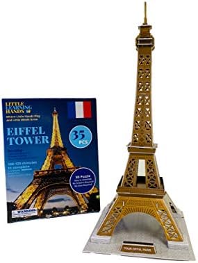 Little Learning Hands 3D Puzzles for Adults and Kids | France Eiffel Tower Puzzle 3D Model Kit | Eiffel Tower Architecture Model Building Kit | Birthday Gifts for Children, Teens and Adults