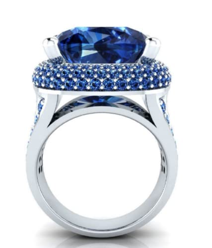 Awmnjtmgpw 925 Sterling Silver Cut Aquamarine cristobalite Zircon Zhenrong Inlaid Carat Blue Topaz Engagement Ring Size 6-10 (Size 9)2