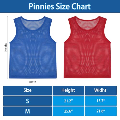 Image of Pinnies, Soccer Pennies for Youth & Adults, Scrimmage Vests 6 /12 /24 Pcs | Lightweight Mesh Practice Jerseys, Soccer Team Bibs for Sports, Blue, Red, Yellow, Orange