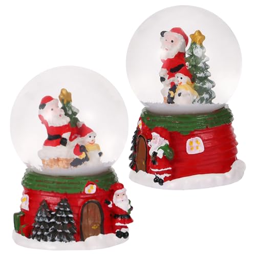 AKOOSY 2 Piezas Bola de Navideña y Bola de Cristal Navideña de Resina Imagen Clara, Decoración Festiva y Ambiente Cálido para Sala y Dormitorio Estilo Aleatorio