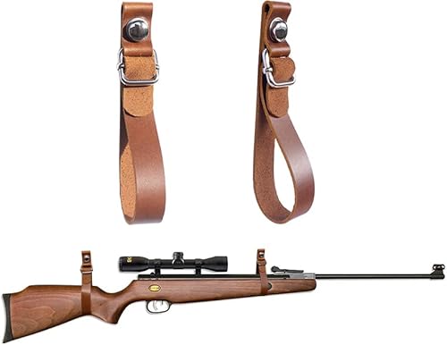 GuRK Soportes de pistolas, ganchos de cuero ajustables para rifle y escopeta, soporte de pared para pistola apto para cualquier pistola