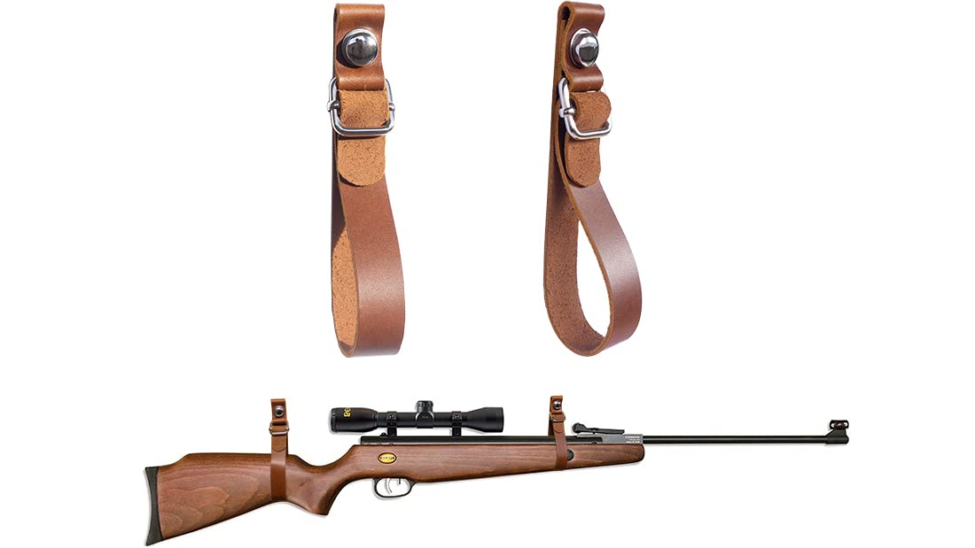 GuRK Gun Racks,Adjustable Leather Gun Hangers for Rifle and Shotgun,Gun Wall Mount Fit for Any Gun