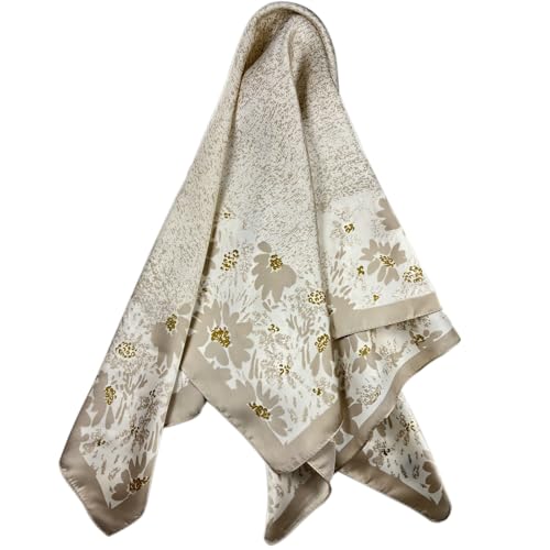 Natural Silk Feel Scarf for Women Lightweight Square Neck Scarf Soft Bandana 25.6x25.6in4