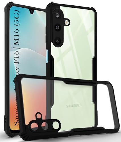 Image of Jkobi Back Cover Case for Samsung Galaxy M16 5G | Samsung Galaxy F16 5G (Shockproof with Polycarbonate Clear Panel | Professional Black)