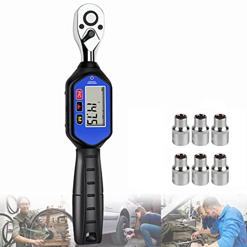 3/8" Mini Ratschen-Drehmomentschlüssel, Reparaturwerkzeuge für Präzisionsmaschinen, Mehrere Messmodi, LED und Summer Erinnerung, Enthält 6 Stecknüsse (6, 8, 10, 12, 13, 14 mm) Cover