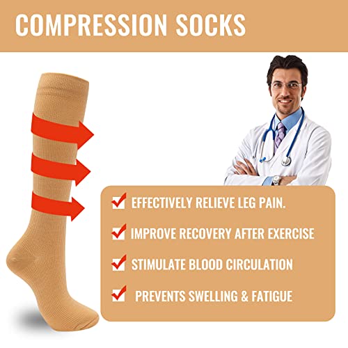 Image of fenglaoda Compression Socks for Women Men 3 Pairs Graduated Compression Support Circulation Socks for Nurses