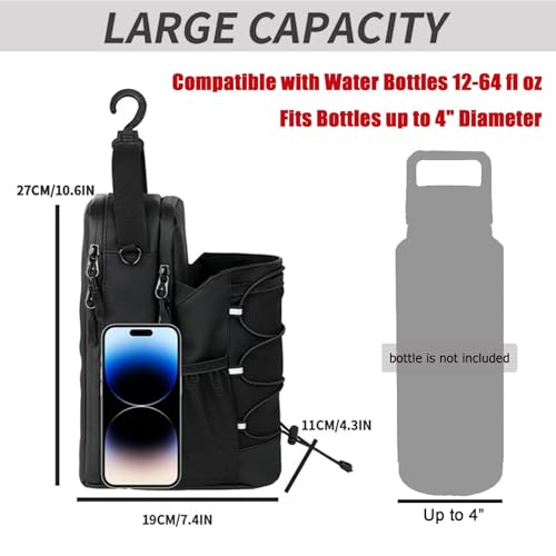 Magnetic Gym Bag for Men and Women with 64OZ Large Capacity Water Bottle Holder | Sling Strap Carrier with 4 Strong Magnets | Crossbody Workout pouch with Phone Pocket for Travel Sport Accessories4