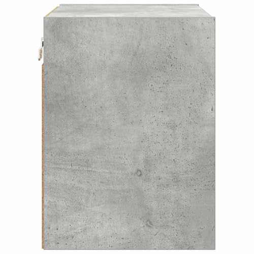 Armoire suspendue bois gris béton pour optimiser petit espace