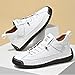 MAIBUSILE Womens Casual Shoes Ankle Chukka Boots Slip On Breathable Loafers Handmade Fashion Sneakers Mid top Walking Driving Flats Shoes White