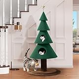 YITAHOME 60 in Christmas Cat Tree for Indoor Cats, Tall Cat Tower Furniture with 2 Large Condos, 5ft Christmas Tree Party Decoration with Cat House and Beds