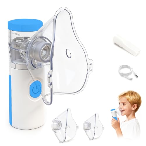 #rémunéré #Amazon<br>Nebulisateur Inhalateur Nebulisateur Portable Rechargeable pour Adultes et Enfants Inhalateur Silencieux avec 2 Masques et Embout Buccal pour Usage Domestique et en Voyage (Bleu)