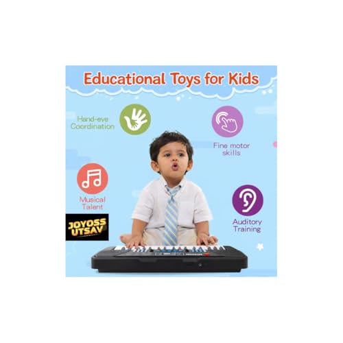 Image of Kids Piano Keyboard with Mic, type C USB cable | 37 Keys, 8 Rhythms, 8 Tones, 6 Demo Songs, 4 Percussions | Recording & Playback | Portable Educational Music Toy for 2-10 Years Boys Girls